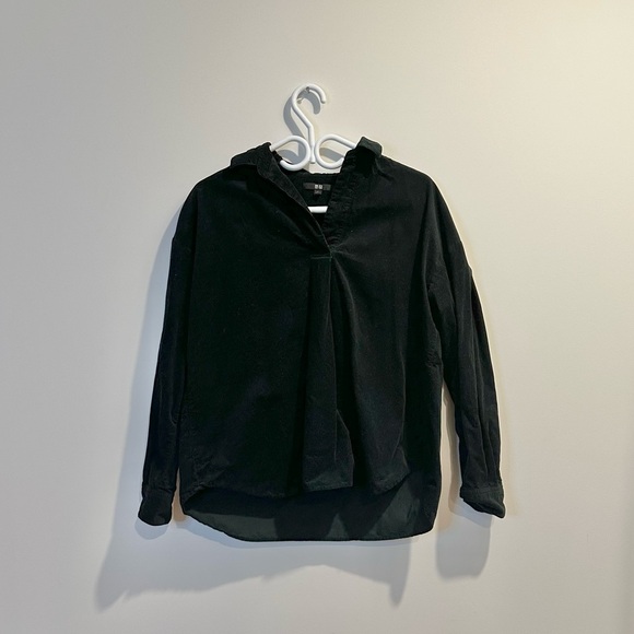 UNIQLO | Women's small Corduroy Skipper Collar Long sleeve Dark Green Top - Picture 1 of 7